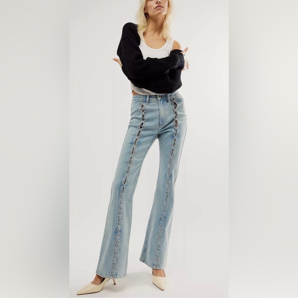 Ksubi Soho Dove Laced Free People Flare Jean Size 31 Nwt $260